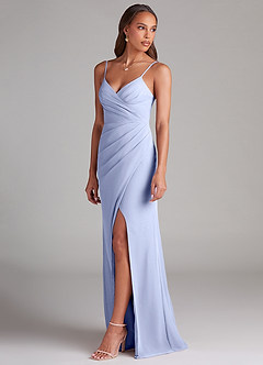 Azazie Maci Bridesmaid Dresses Ice Sheath Pleated Chiffon Dress image3