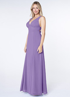 Azazie Christiana Bridesmaid Dresses Tahiti A-Line V-Neck Pleated Chiffon Dress image4