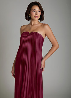Azazie Rayna Bridesmaid Dresses Mulberry A-Line Strapless Stretch Satin Dress image6