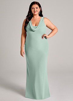 Azazie Rylina Bridesmaid Dresses Agave Mermaid Pleated Chiffon Dress image7