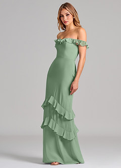 Azazie Marilynn Final Sale Matcha Mermaid Off the Shoulder Chiffon Dress image6