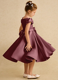Azazie Pearl Flower Girl Dresses Desert Rose Ball-Gown Pleated Matte Satin Dress image3