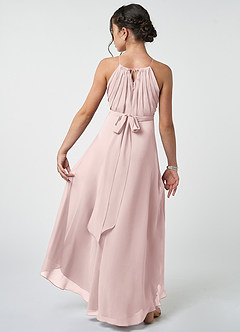 Azazie Oaklynn Junior Blushing Pink A-Line Pleated Chiffon Dress image3
