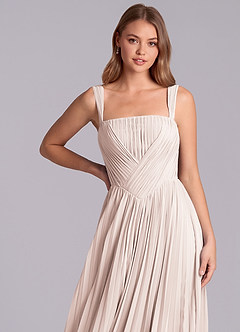 Azazie Mina Vestidos de damas de honor Vestido de Pétalo De Rosa de Gasa de Corte en A con Plisado image2