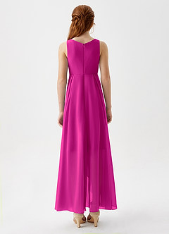 Azazie Lizette Junior Fuchsia A-Line Pleated Chiffon Dress image6