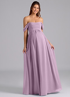 Azazie Saige Maternity Bridesmaid Dresses A-Line Pleated Chiffon Floor-Length Dress image4