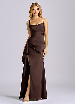 Azazie Sarai Vestidos de damas de honor Vestido de Ganache de Satén Elástico de Corte Recto con Corsé image3