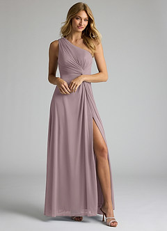 Azazie Brooke Bridesmaid Dresses Dusk A-Line One Shoulder Mesh Dress image1