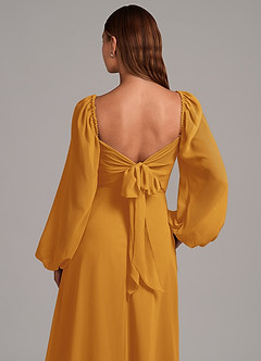 Azazie Annistyn Brudtärnklänningar Klänning av A-Linje i Chiffong Långärmad Knäck image8