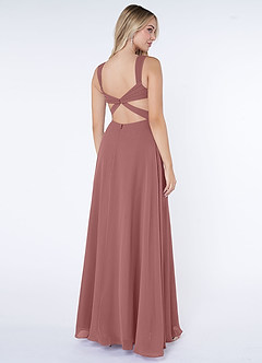 Azazie Nahrin Bridesmaid Dresses Desert Rose A-Line V-Neck Pleated Chiffon Dress image4
