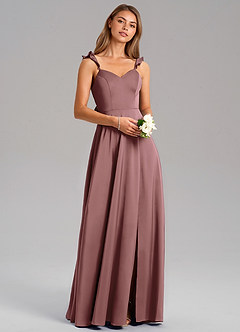 Azazie Everett Bridesmaid Dresses Vintage Mauve A-Line Stretch Satin Dress image1