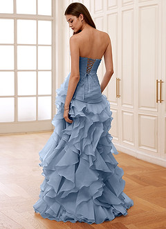 Christabelle Dusty Blue Sweetheart Ruffled Chiffon Dress image2