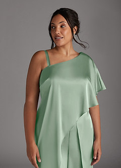 Azazie Hagretta Abiti per la Madre della Sposa Abito Tuta Pantaloni in Raso Elasticizzato Agave image12