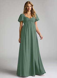 Azazie Madisynn Maternity Bridesmaid Dresses Bow Chiffon Floor-Length Dress image1