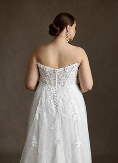 Azazie Florentina Robes de mariée Robe Trapèze en Tulle Paillettes en forme de cœur Blanc De Diamant image19