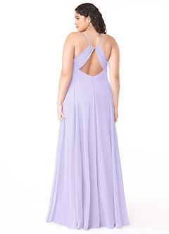 Azazie Avelina Robes de demoiselle d'honneur Robe Trapèze en Mousseline de soie Col V plissé Lilas image7