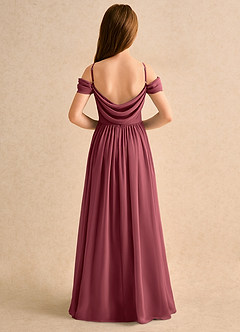 Azazie Shia Girls Formal Flower Girl Dresses Merlot A-Line Off the Shoulder Chiffon Dress image1