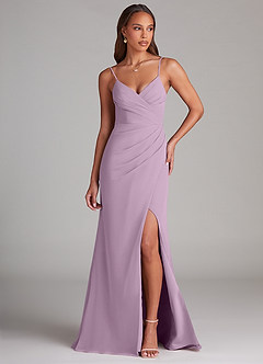 Azazie Maci Bridesmaid Dresses Wisteria Sheath Pleated Chiffon Dress image1