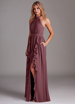 Azazie Avary Bridesmaid Dresses Sangria A-Line Pleated Chiffon Dress image2