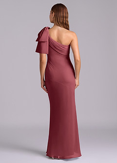 Azazie Yuanna Bridesmaid Dresses Merlot Mermaid One Shoulder Chiffon Dress image2