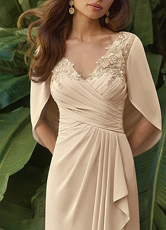 Azazie Santa Clara Mother of the Bride Dresses Champagne A-Line Lace Dress image2