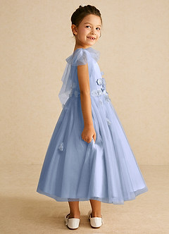 Azazie Minia vestidos de niña de las flores Vestido de Hielo de Satin Mate de Corte En A con Lazo image2
