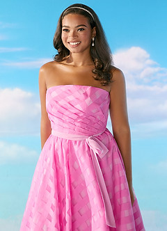 Barbie™ ❤ AZAZIE 4009 Strapless Gingham A-Line Midi Dress image10