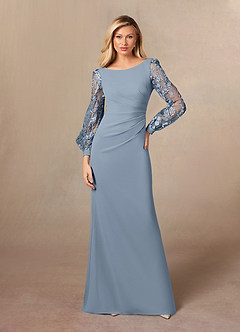 Azazie Susanne Mother of the Bride Dresses Dusty Blue Sheath Lace Dress image3