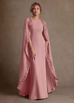 Azazie Artemisia Mother of the Bride Dresses Dusty Rose Sheath Lace Chiffon Dress image1
