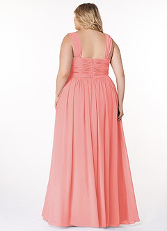 Azazie Zapheira Bridesmaid Dresses Coral A-Line Ruched Chiffon Dress image8