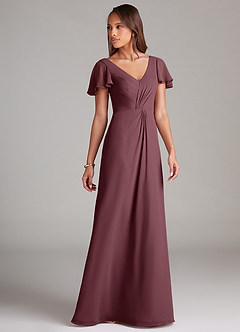 Azazie Soren Bridesmaid Dresses Sangria A-Line Ruched Chiffon Dress image4