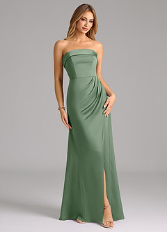 Azazie Aretha Bridesmaid Dresses Matcha A-Line Strapless Stretch Satin Convertible Dress image1