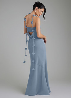 Azazie Annalise At-home Try On Dresses Dusty Blue Mermaid Chiffon Dress image2