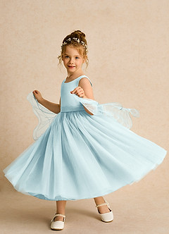 Azazie Pear Robe Demoiselle D'honneur Fillette Robe Princesse en Tulle Arc Verre De Mer image2