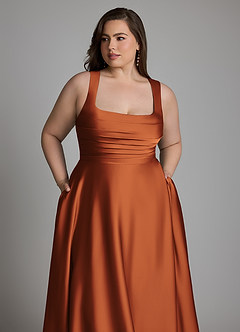 Azazie Azaria Bridesmaid Dresses Cinnamon A-Line Corset Stretch Satin Dress image12