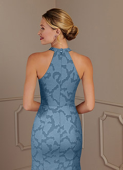 Azazie Tyra Abiti per la Madre della Sposa Abito Sirena in Burnout Floreale Blu Acciaio image5