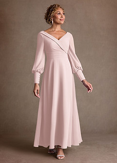 Azazie Paterson Mother of the Bride Dresses Blushing Pink A-Line Pleated Chiffon Dress image1