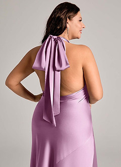 Azazie Velli Bridesmaid Dresses Wisteria Mermaid High Neck Stretch Satin Dress image11