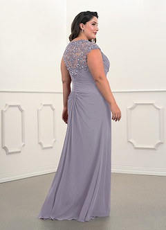 Azazie Birdie Mother of the Bride Dresses Fog A-Line Queen Anne Sequins Chiffon Dress image34