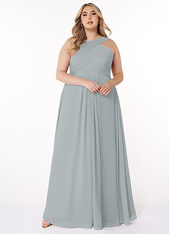 Azazie Kaleigh Bridesmaid Dresses Dolphin Grey A-Line Pleated Chiffon Dress image7