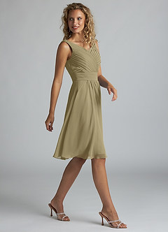 Azazie Grace Bridesmaid Dresses Moss Green A-Line Pleated Chiffon Dress image4