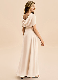 Azazie Emma Junior Robe Trapèze en Mousseline de soie Plissée Albâtre Blanc image6