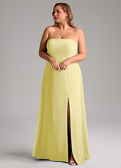 Azazie Wren Bridesmaid Dresses Lemon Sorbet A-Line Side Slit Chiffon Convertible Dress image10