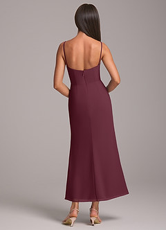 Azazie Saige Bridesmaid Dresses Cabernet Sheath Off the Shoulder Chiffon Convertible Dress image8