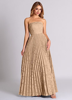 Azazie Mariana Bridesmaid Dresses Champagne A-Line Strapless Floral Burnout Convertible Dress image5