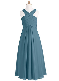 Azazie Kaleigh Junior Bermuda A-Line Pleated Chiffon Dress image6