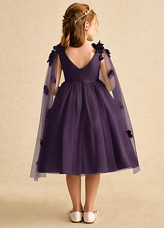 Azazie Staria Flower Girl Dresses Plum Ball-Gown Ruched Tulle Dress image2