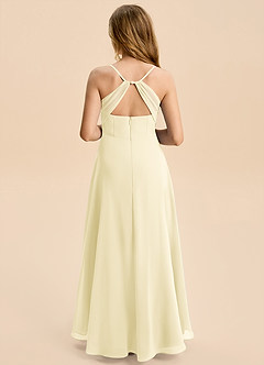 Azazie Gia Junior Lemon Sorbet A-Line Pleated Chiffon Dress image2
