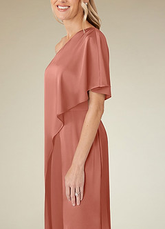 Azazie Hagretta Mother of the Bride Dresses Salmon Pink Jumpsuit/Pantsuit Stretch Satin Dress image7