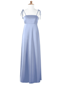 Azazie Violeta Junior Ice A-Line Bow Stretch Satin Dress image5